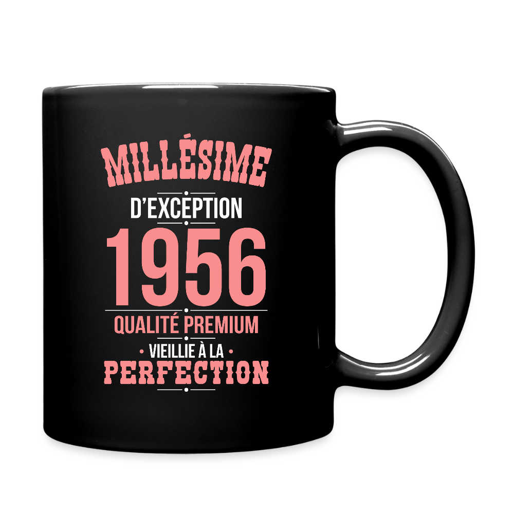 Mug uni anniversaire 70 ans femme – Millésime d’Exception 1956 - noir