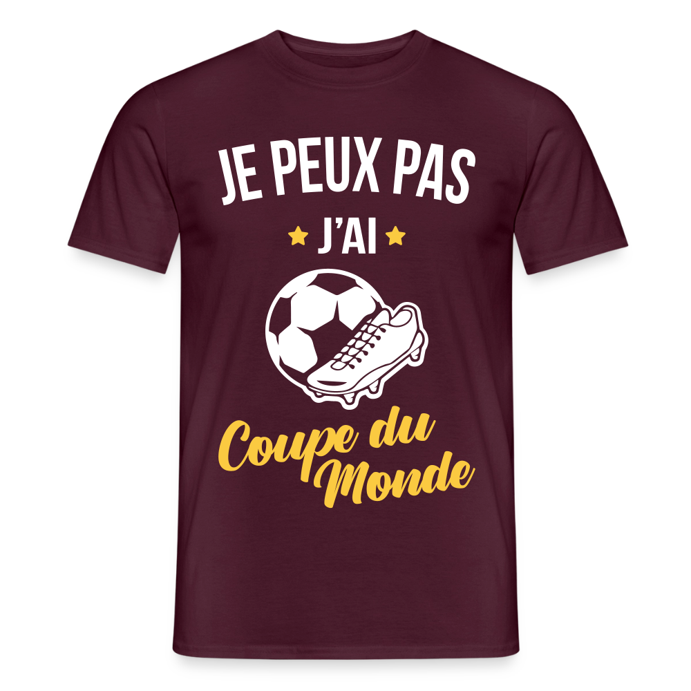 T-shirt Homme - Je peux pas j'ai Coupe du Monde - rouge brique