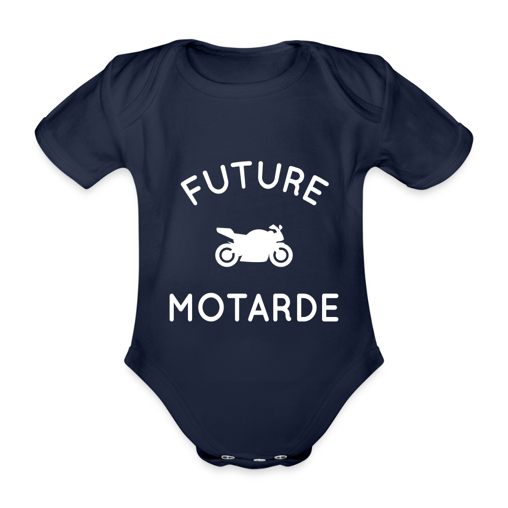 Body Bébé bio manches courtes - Future motarde - marine foncé