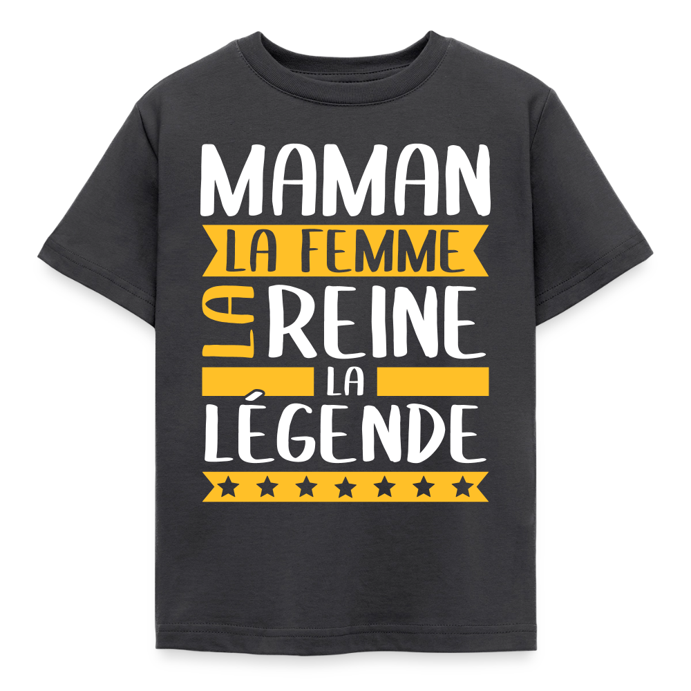 T-shirt enfant - Maman, la femme, la reine, la légende - charbon