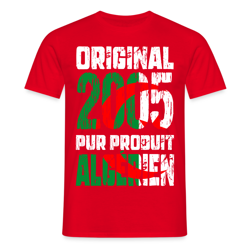 T-shirt Homme - Anniversaire 20 Ans - Original 2005 - Pur produit Algérien - rouge
