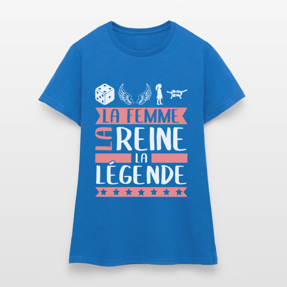 T-shirt femme Delphine rébus – La femme, la reine, la légende - bleu royal