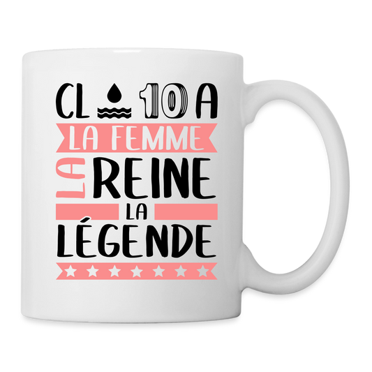Mug blanc Claudia rébus – La femme, la reine, la légende - blanc
