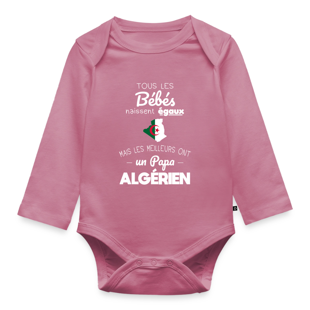 Body Bébé bio manches longues - Les Meilleurs Ont Un Papa Algérien - mauve