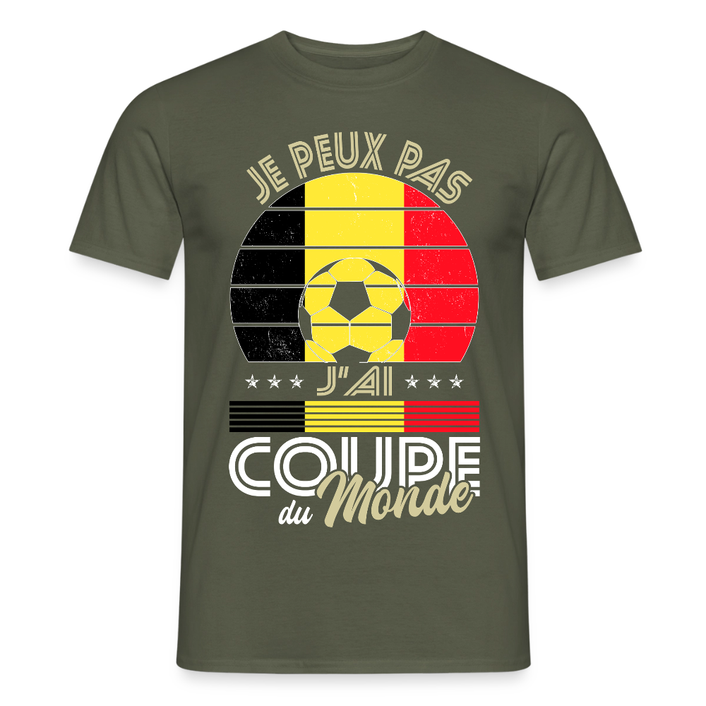 T-shirt Homme - Je peux pas j'ai Coupe du Monde - Belgique - vert militaire