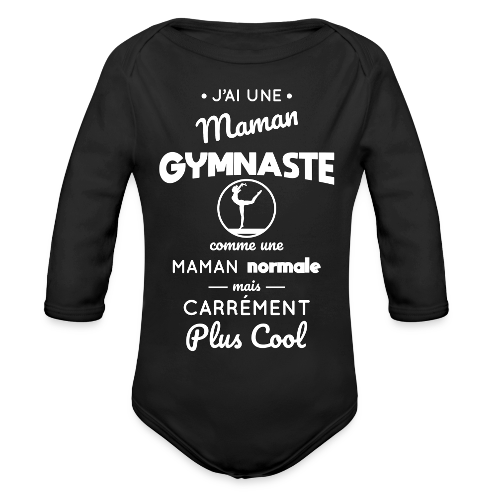 Body Bébé bio manches longues - J'ai une maman gymnaste - noir