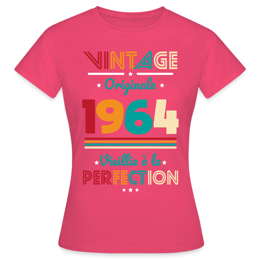 T-shirt Femme - Anniversaire 61 Ans - Vintage Originale 1964 - rose azalée