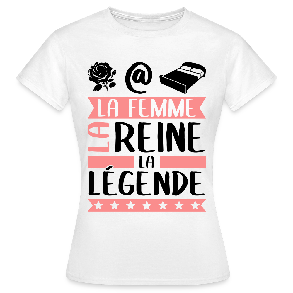 T-shirt femme coloris clair Rosalie rébus – La femme, la reine, la légende - blanc