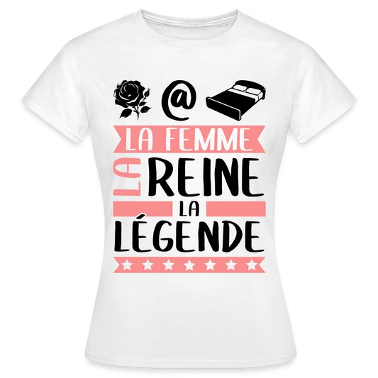 T-shirt femme coloris clair Rosalie rébus – La femme, la reine, la légende - blanc