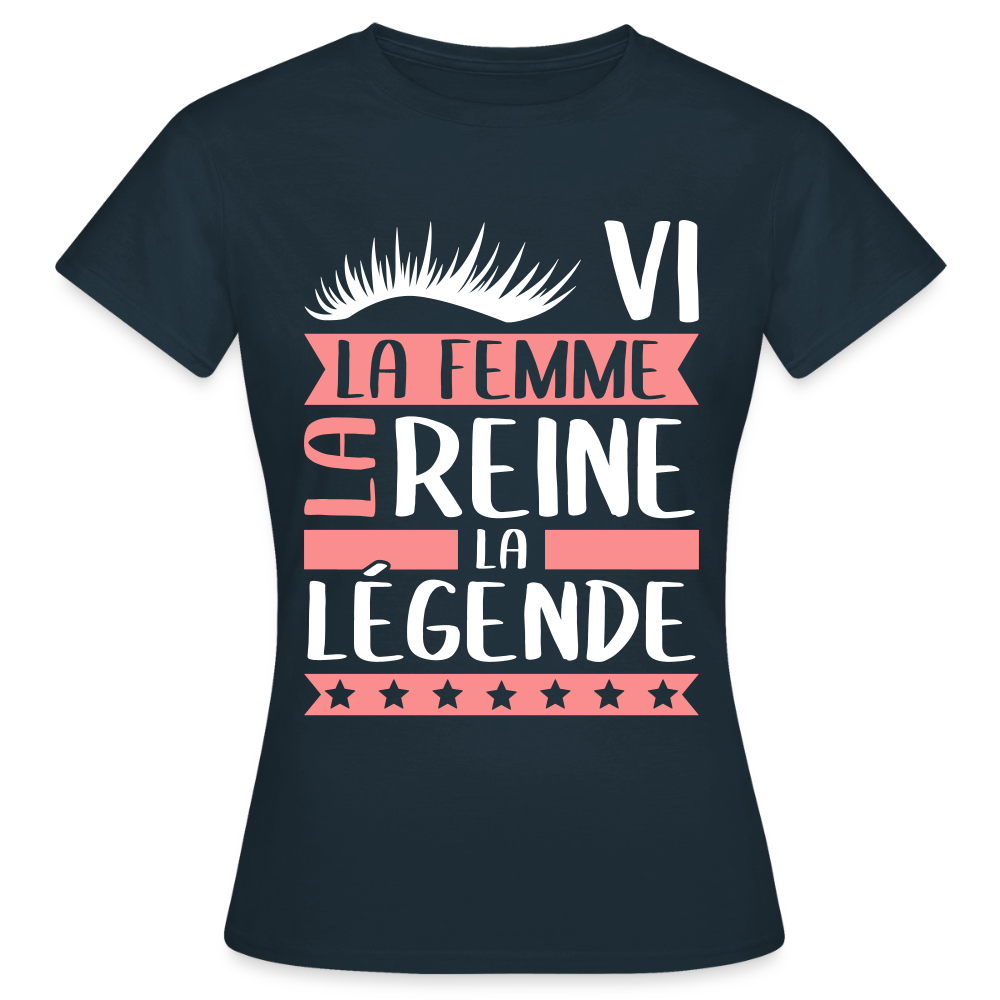 T-shirt femme Sylvie rébus – La femme, la reine, la légende - marine
