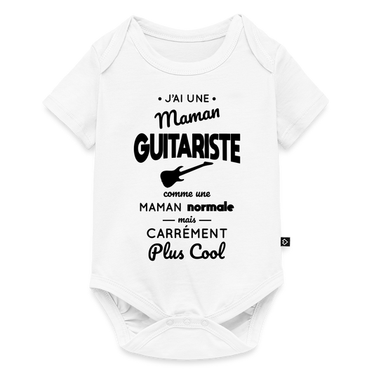 Body Bébé bio manches courtes - J'ai une maman guitariste - blanc