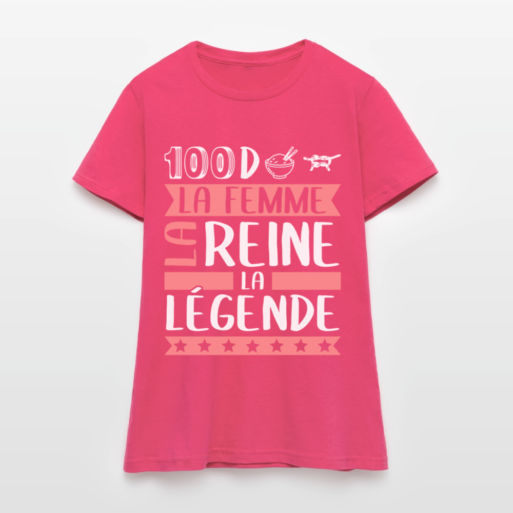 T-shirt femme Sandrine rébus – La femme, la reine, la légende - rose azalée