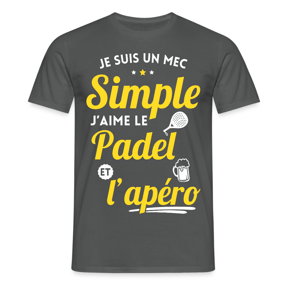 T-shirt Homme - J'aime le  padel et l'apéro - charbon