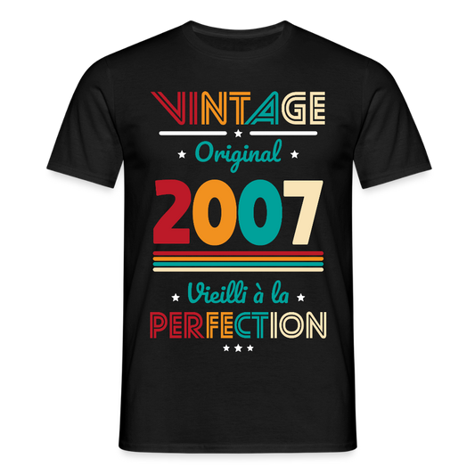 T-shirt Homme - Anniversaire 18 Ans - Vintage Original 2007 - noir