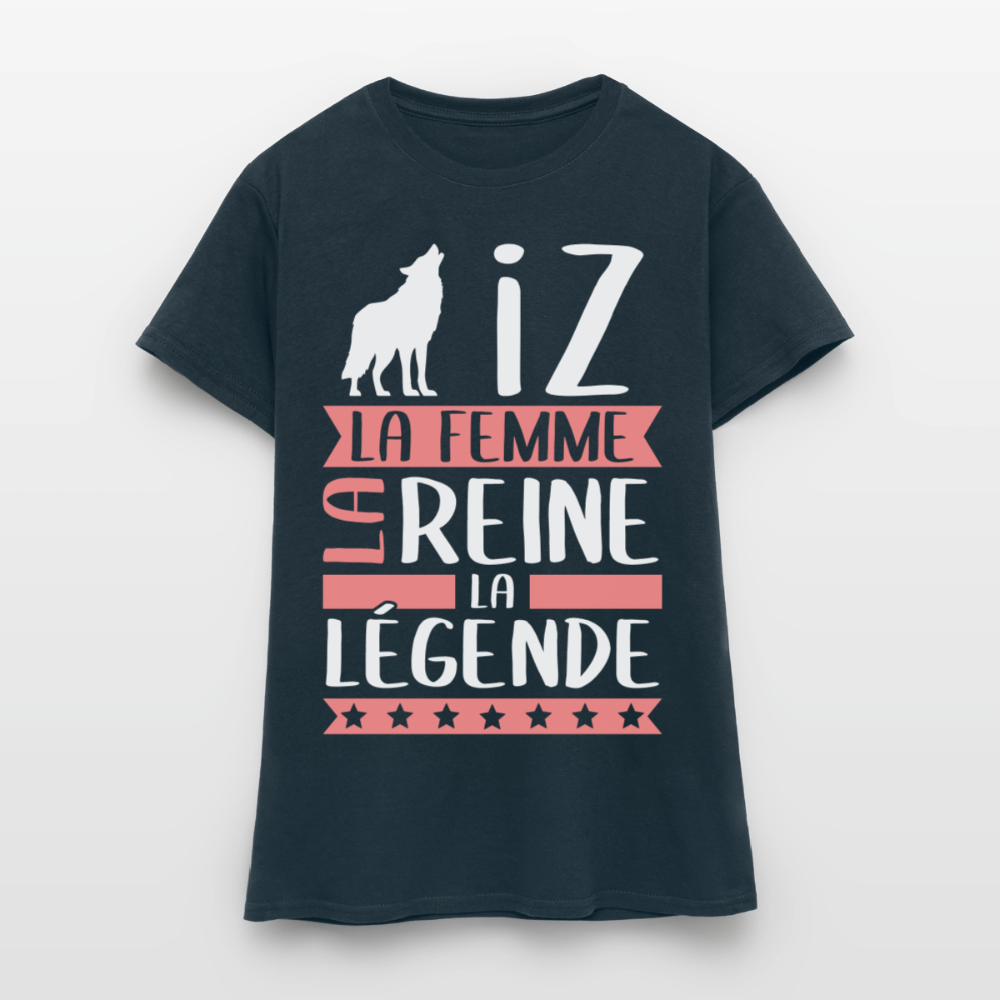 T-shirt femme Louise rébus – La femme, la reine, la légende - marine