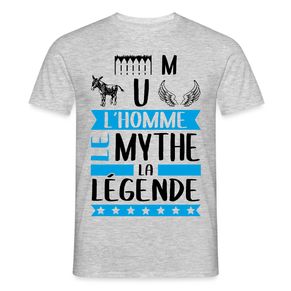 T-shirt homme coloris clair Emmanuel rébus – L’homme, le mythe, la légende - gris chiné
