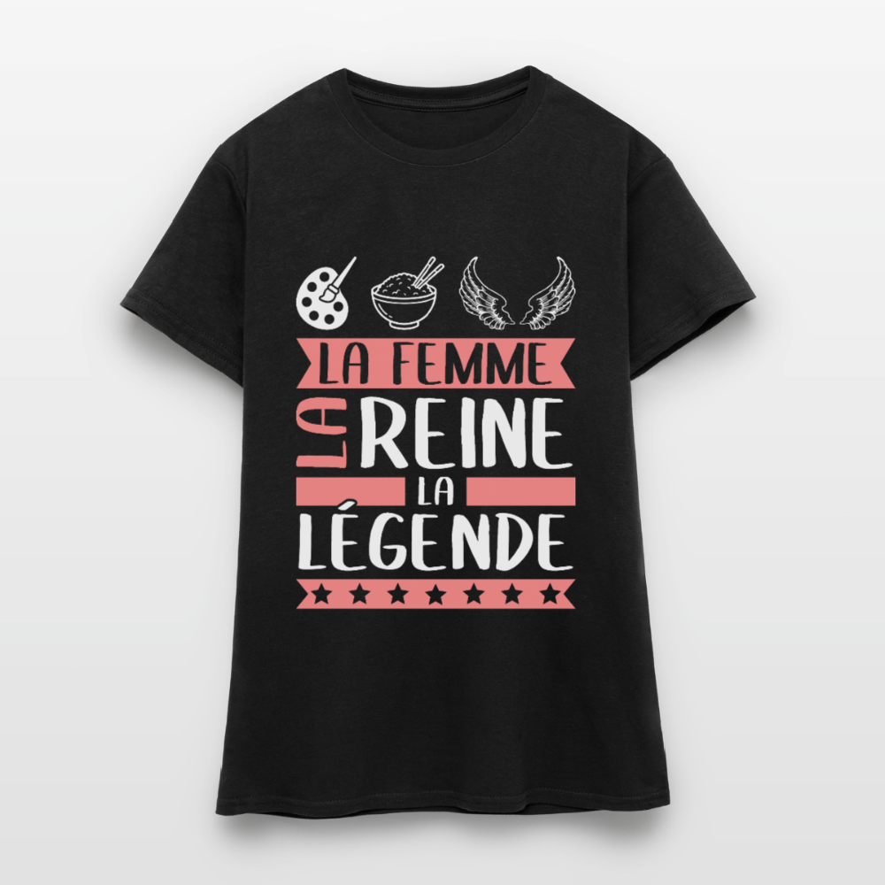 T-shirt femme Arielle rébus – La femme, la reine, la légende - noir