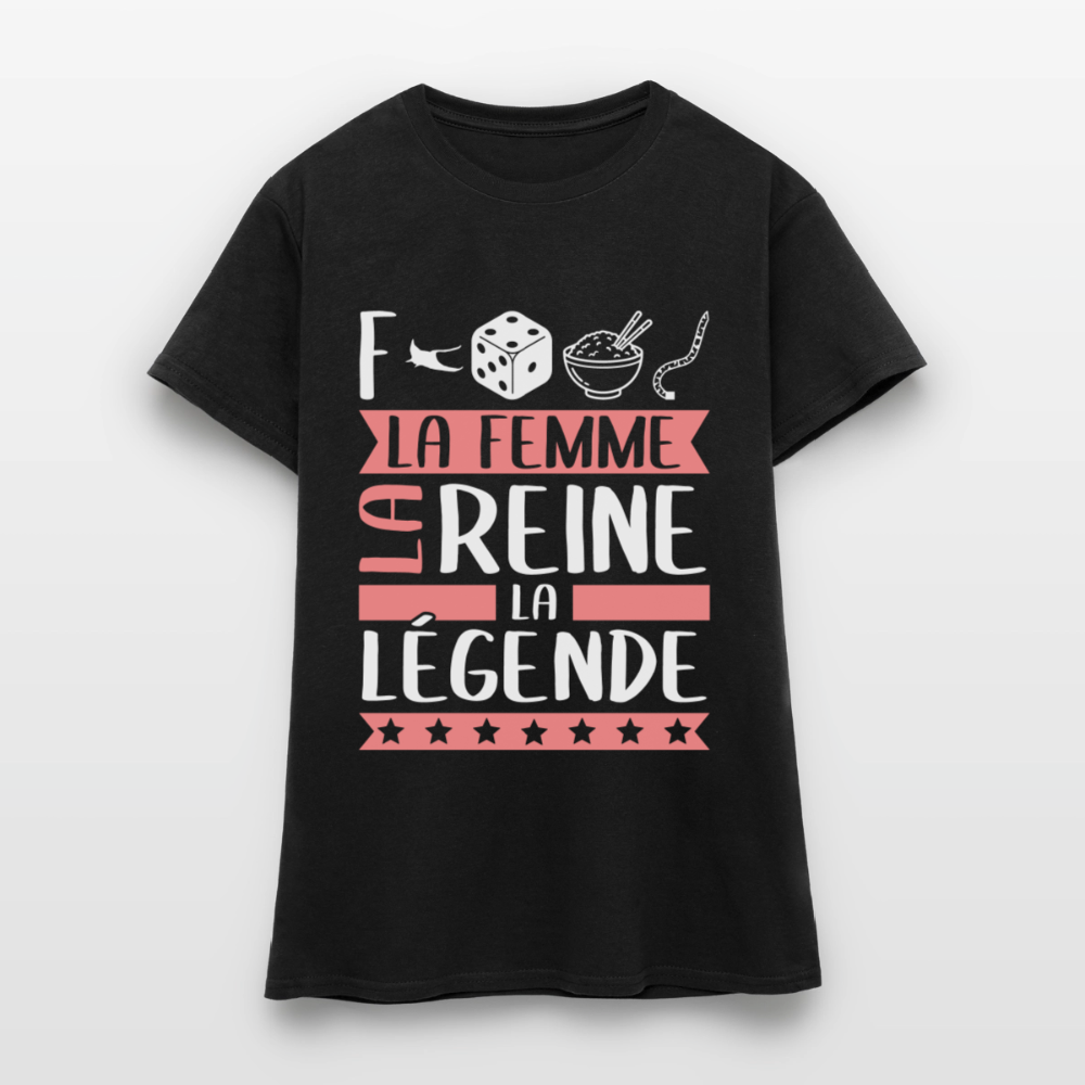 T-shirt femme Frédérique rébus – La femme, la reine, la légende - noir