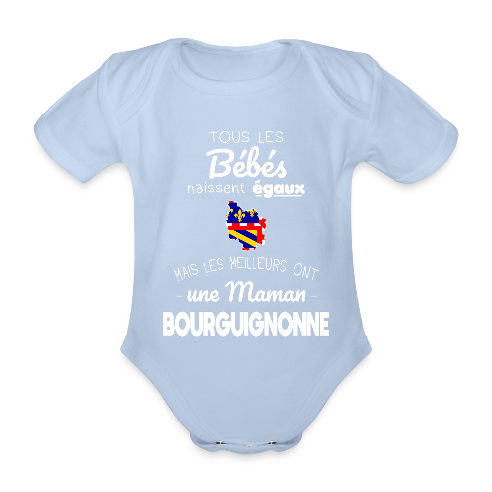 Body Bébé bio manches courtes - Les Meilleurs Ont Une Maman Bourguignonne - ciel