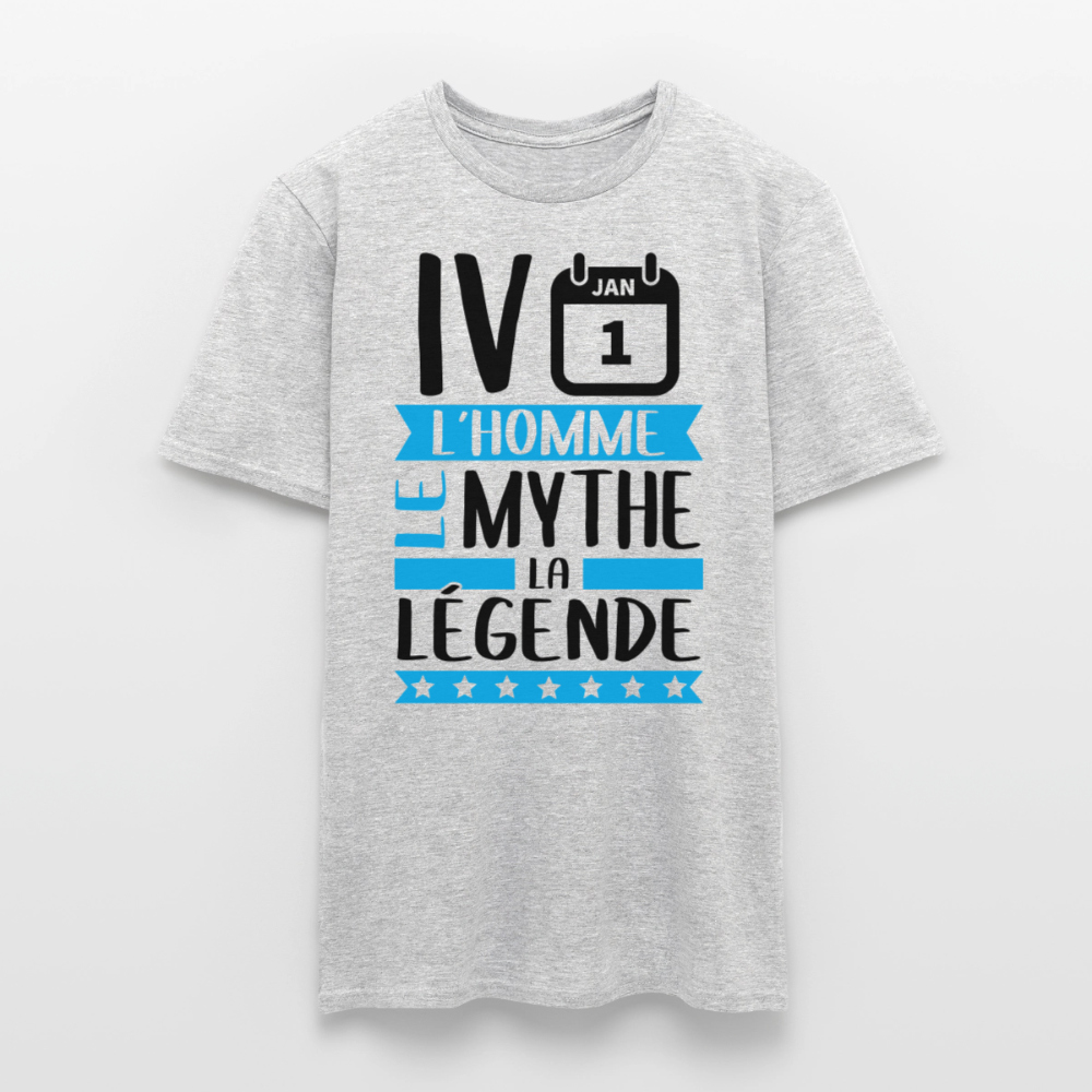 T-shirt homme coloris clair Yvan rébus – L’homme, le mythe, la légende - gris chiné