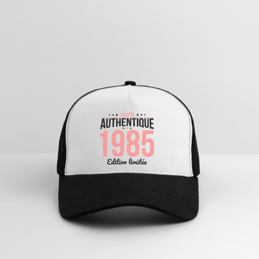 Casquette Trucker - Anniversaire 40 Ans - 100% Authentique 1985 - blanc/noir