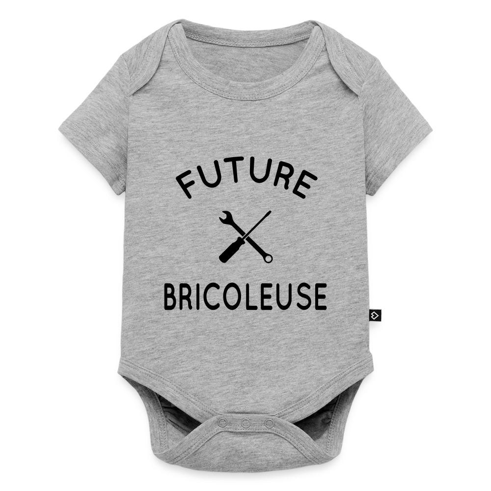 Body Bébé bio manches courtes - Future bricoleuse - gris chiné