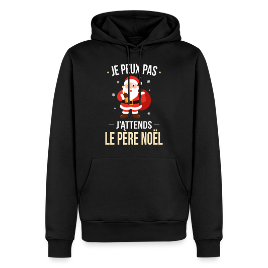 Sweat à capuche premium homme – Je peux pas, j’attends le Père Noël – Hoodie Noël humoristique - noir