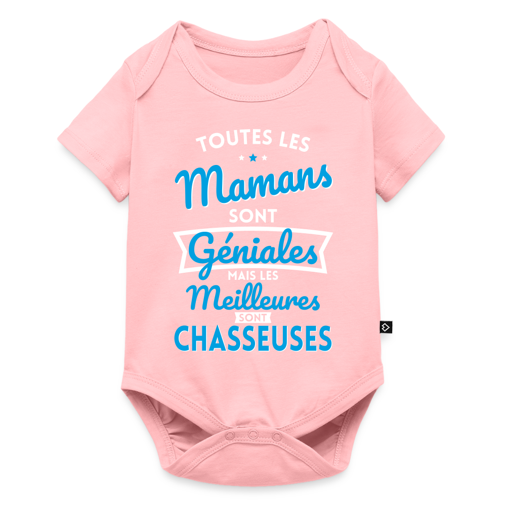 Body Bébé bio manches courtes - Mamans géniales - Les meilleures sont chasseuses - rose