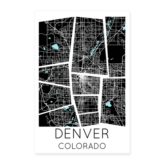 Poster Denver - Plan Denver - 60 x 90 cm - blanc
