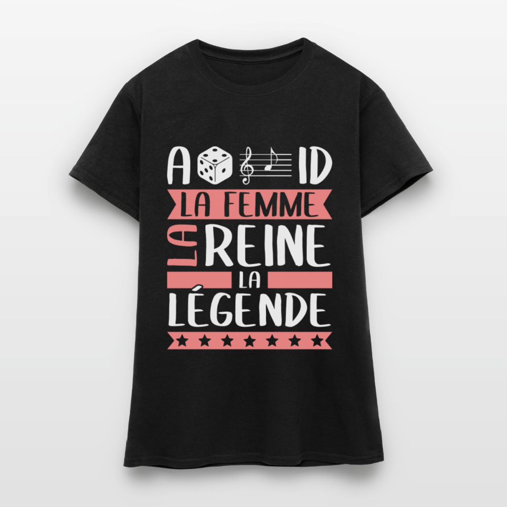 T-shirt femme Adélaïde rébus – La femme, la reine, la légende - noir
