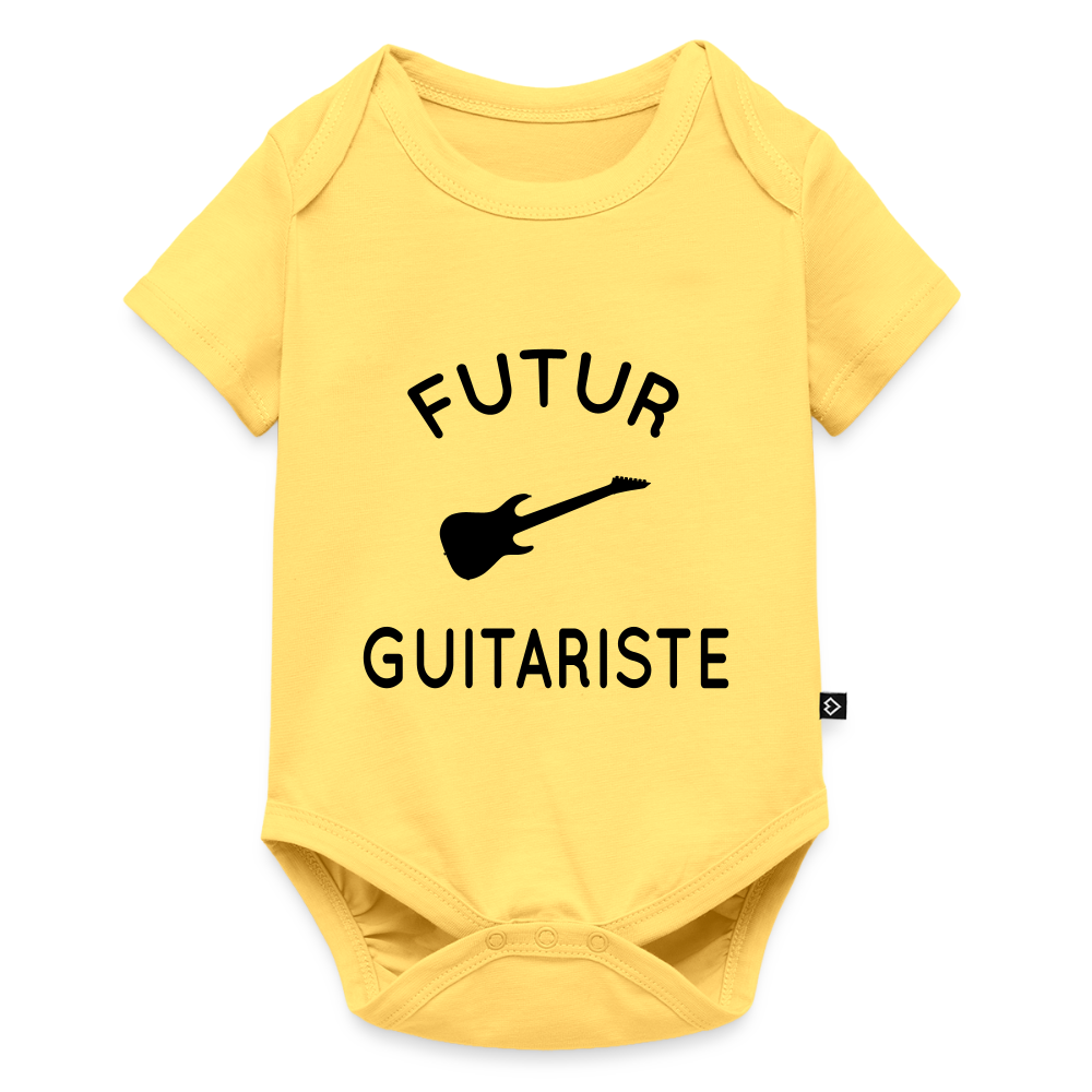 Body Bébé bio manches courtes - Futur guitariste - jaune pastel