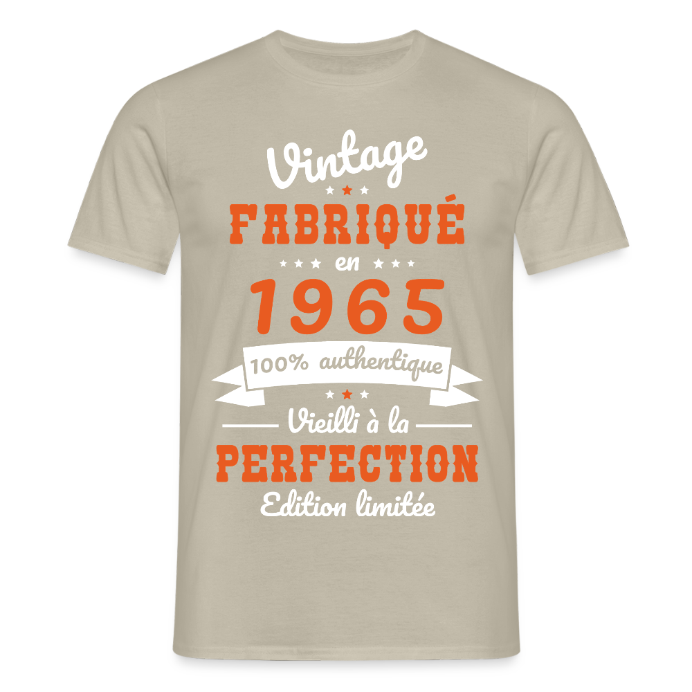 T-shirt Homme - Anniversaire 60 Ans - Vintage fabriqué en 1965 - beige sable