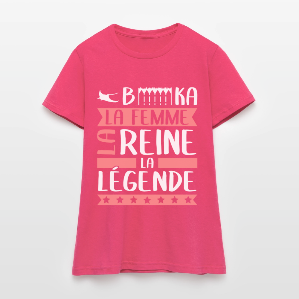 T-shirt femme Rébecca rébus – La femme, la reine, la légende - rose azalée