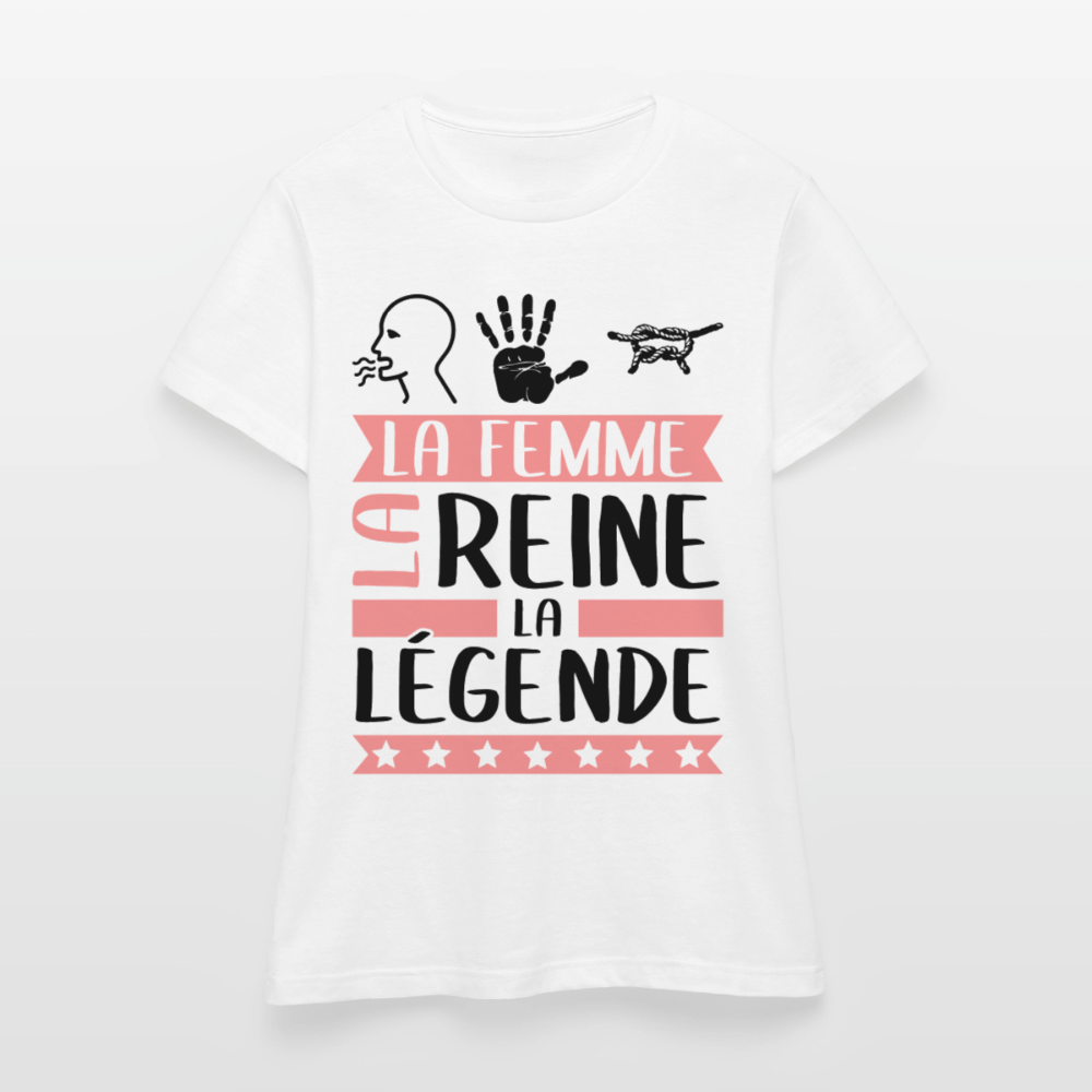 T-shirt femme coloris clair Romaine rébus – La femme, la reine, la légende - blanc