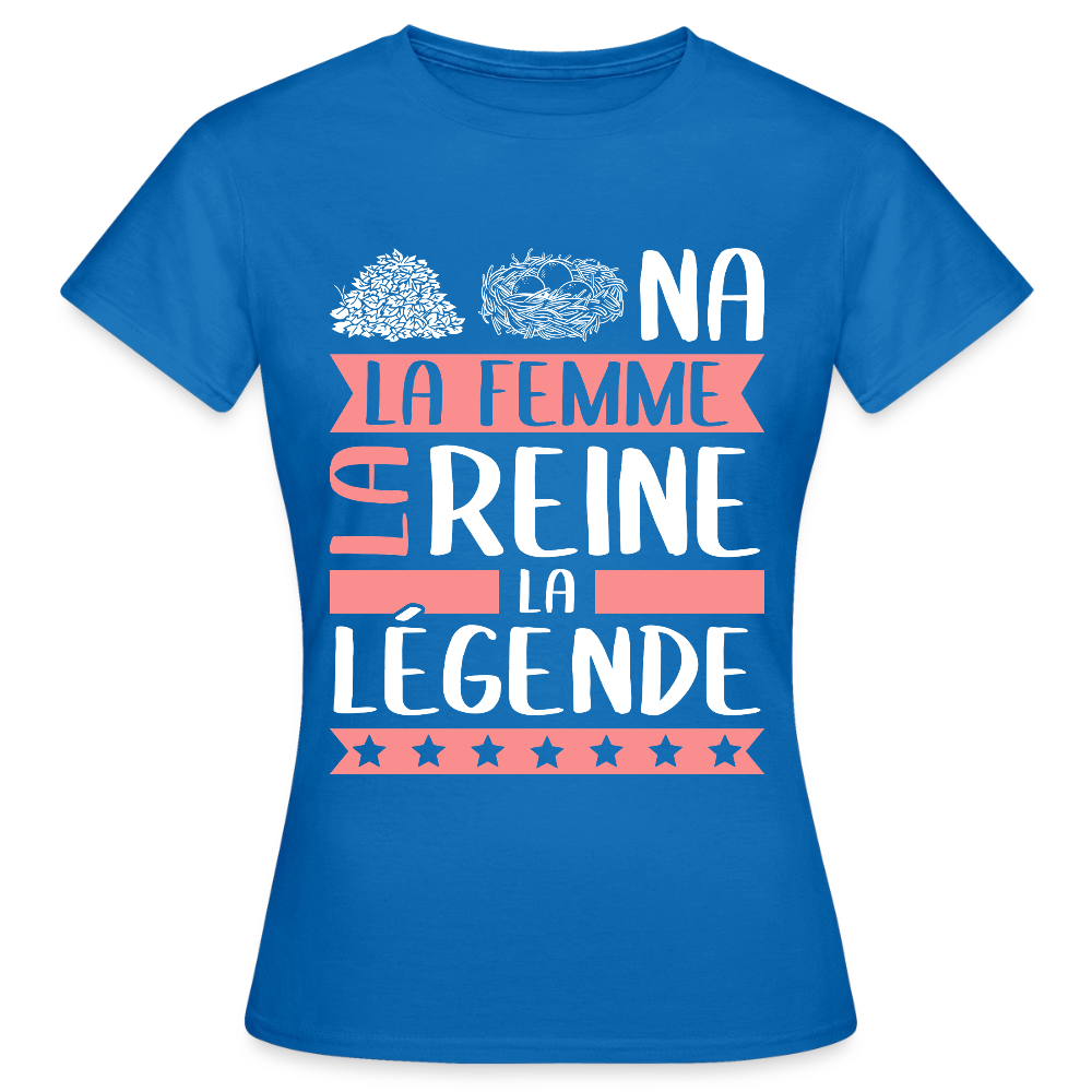 T-shirt femme Tanina rébus – La femme, la reine, la légende - bleu royal