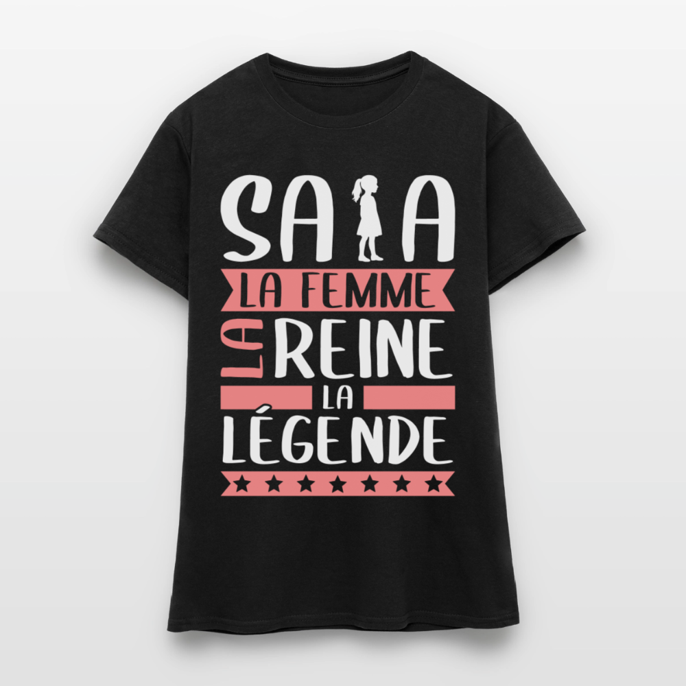 T-shirt femme Safia rébus – La femme, la reine, la légende - noir
