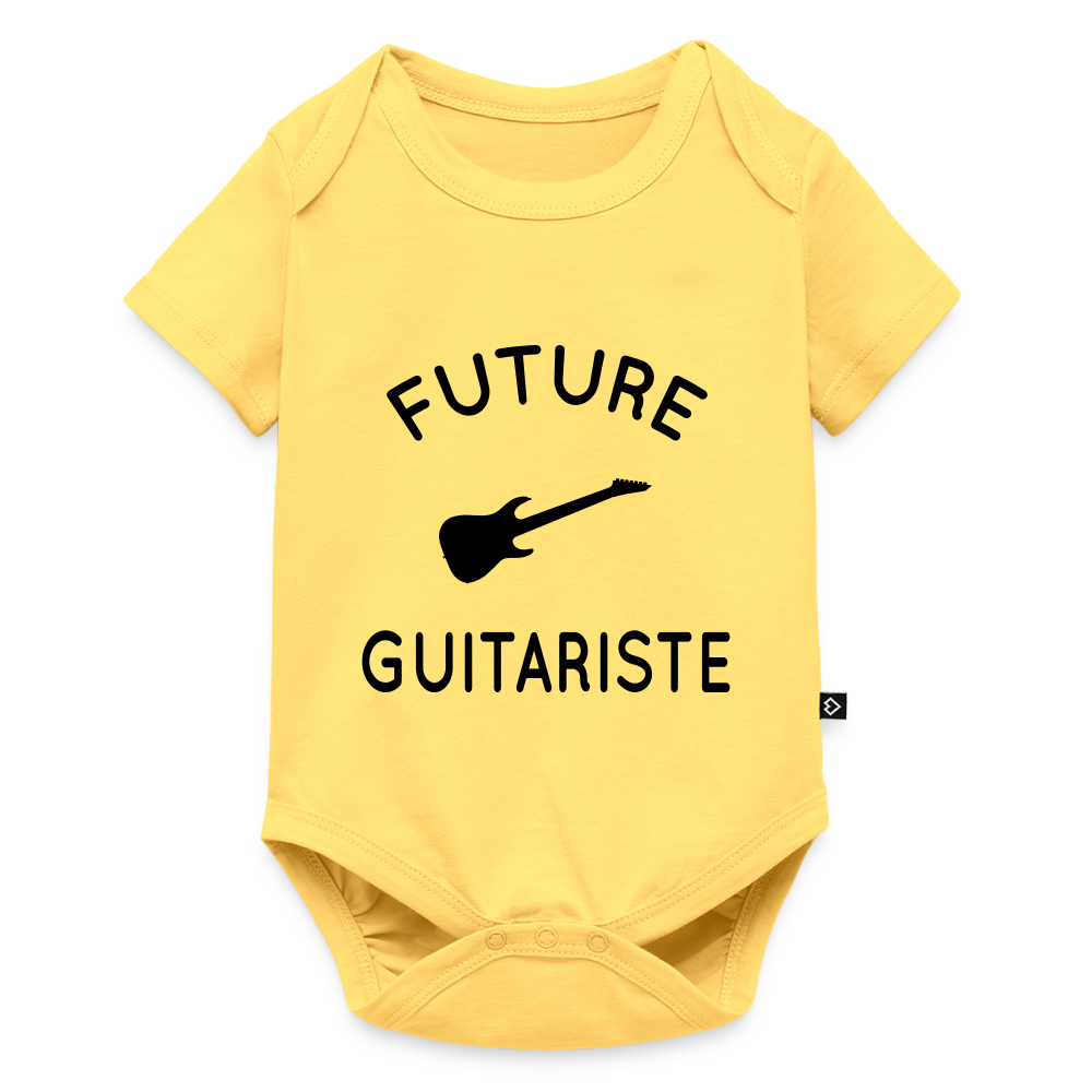 Body Bébé bio manches courtes - Future guitariste - jaune pastel