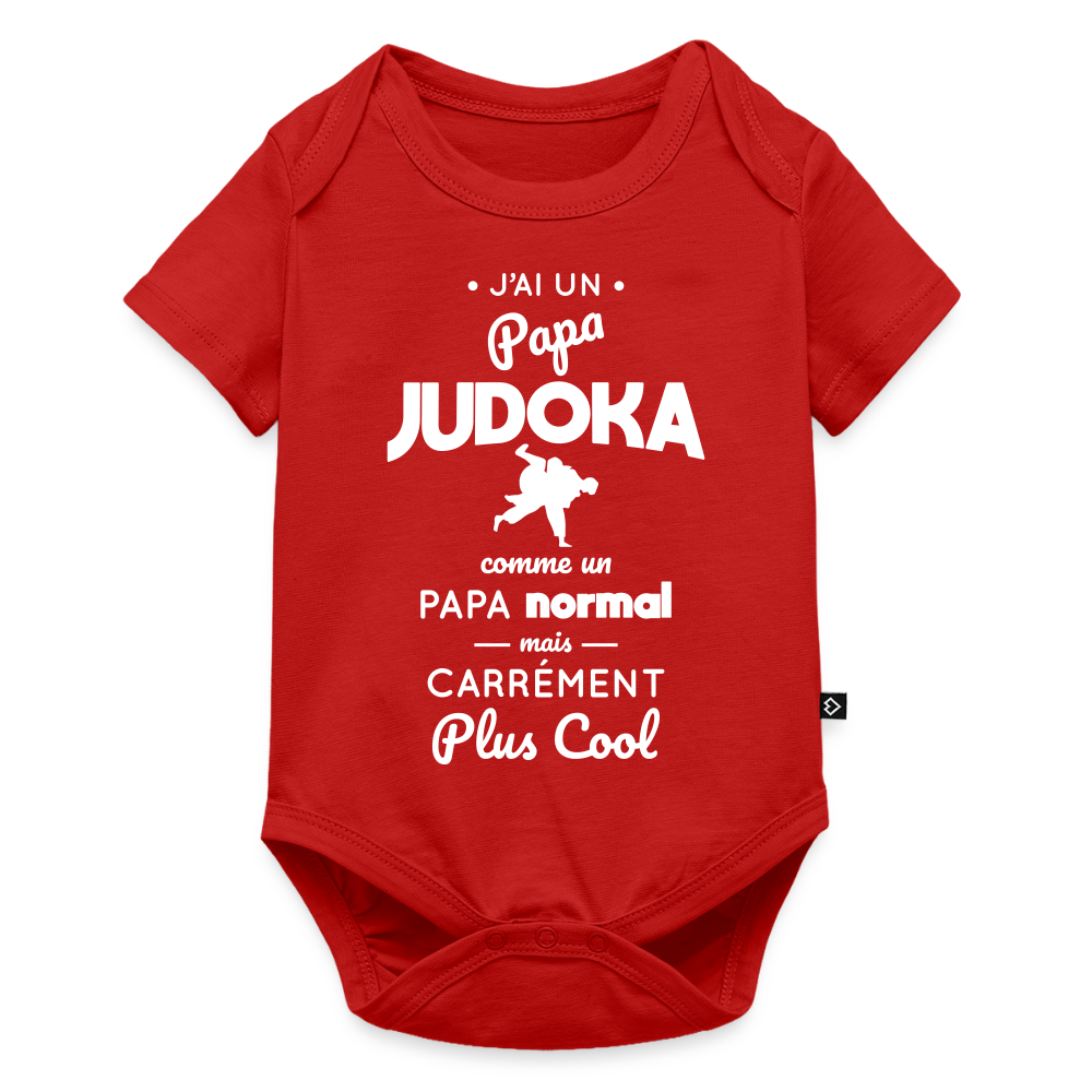 Body Bébé bio manches courtes - J'ai un papa judoka - rouge