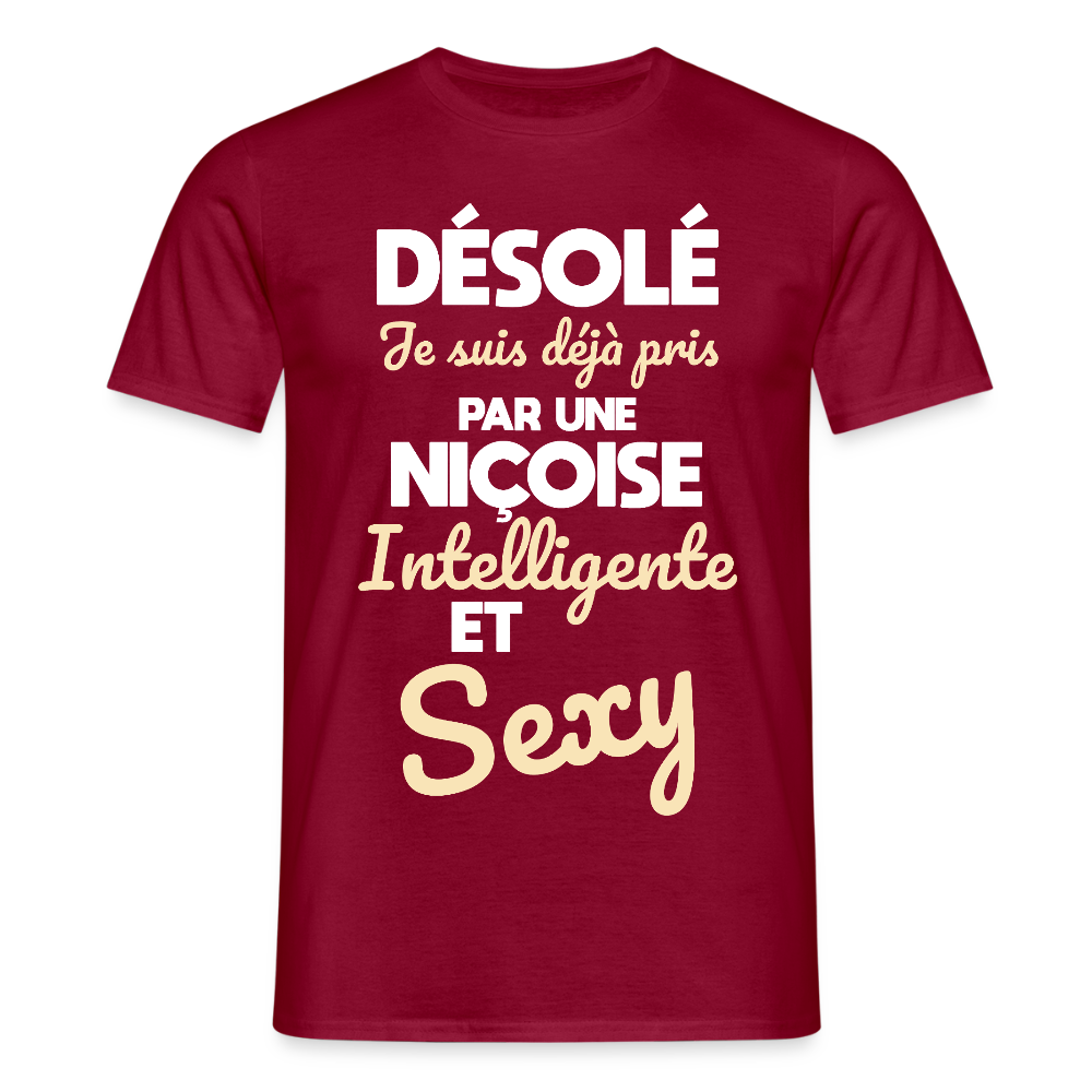 T-shirt Homme -  Je suis déjà pris par une Niçoise intelligente et sexy - rouge brique