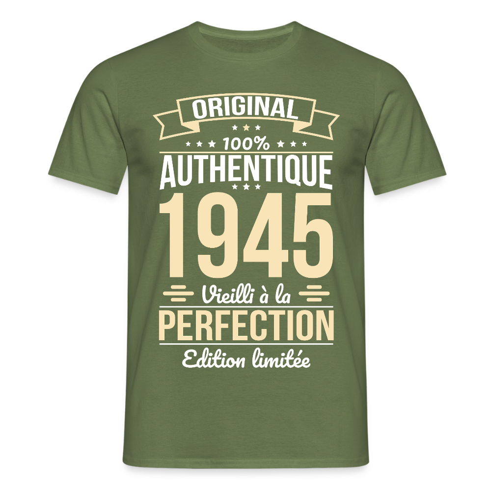 T-shirt Homme - Anniversaire 80 Ans - Original 1945 - vert militaire