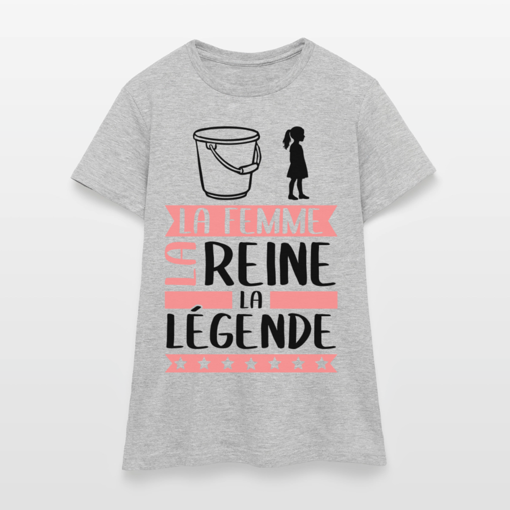 T-shirt femme coloris clair Sophie en rébus – La femme, la reine, la légende - gris chiné