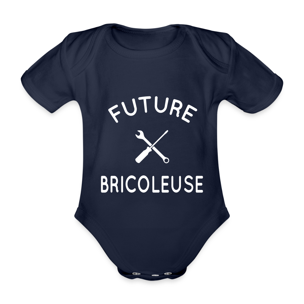 Body Bébé bio manches courtes - Future bricoleuse - marine foncé