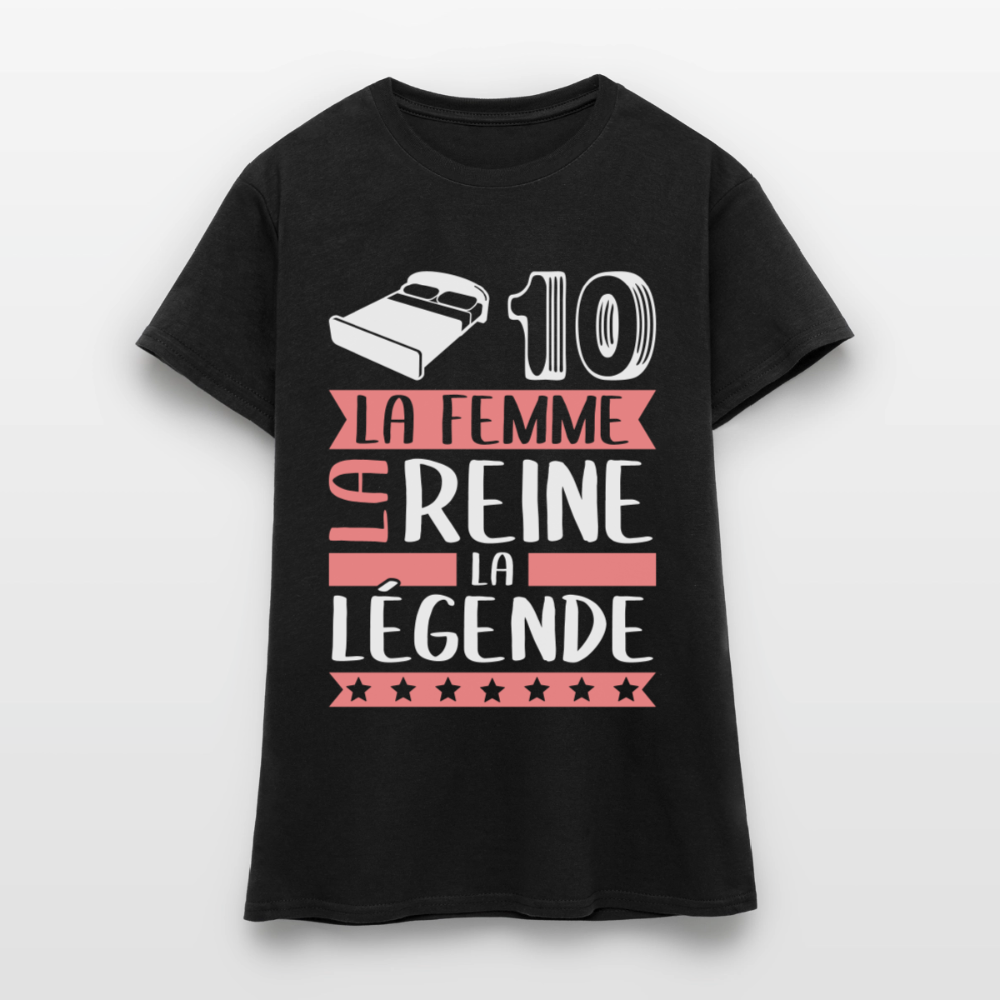 T-shirt femme Lydie rébus – La femme, la reine, la légende - noir