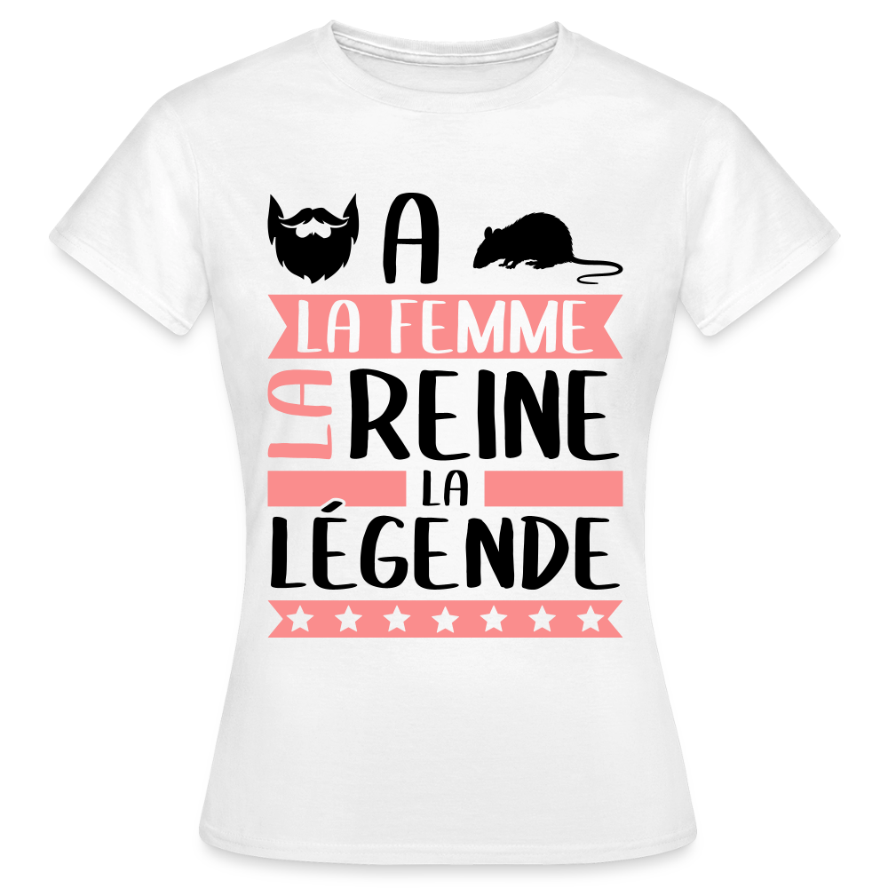 T-shirt femme coloris clair Barbara rébus – La femme, la reine, la légende - blanc
