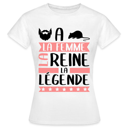 T-shirt femme coloris clair Barbara rébus – La femme, la reine, la légende - blanc