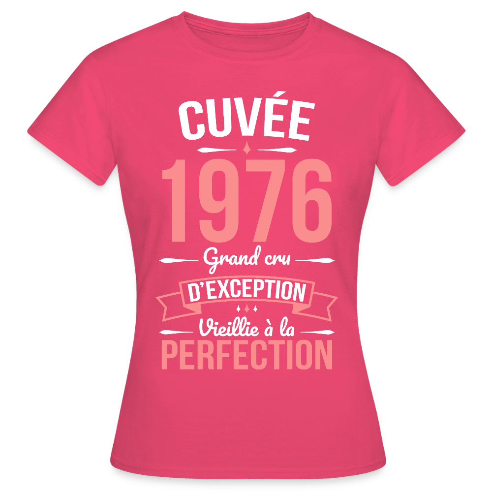 T-shirt anniversaire femme 50 ans – Cuvée 1976, Grand cru d’exception - rose azalée