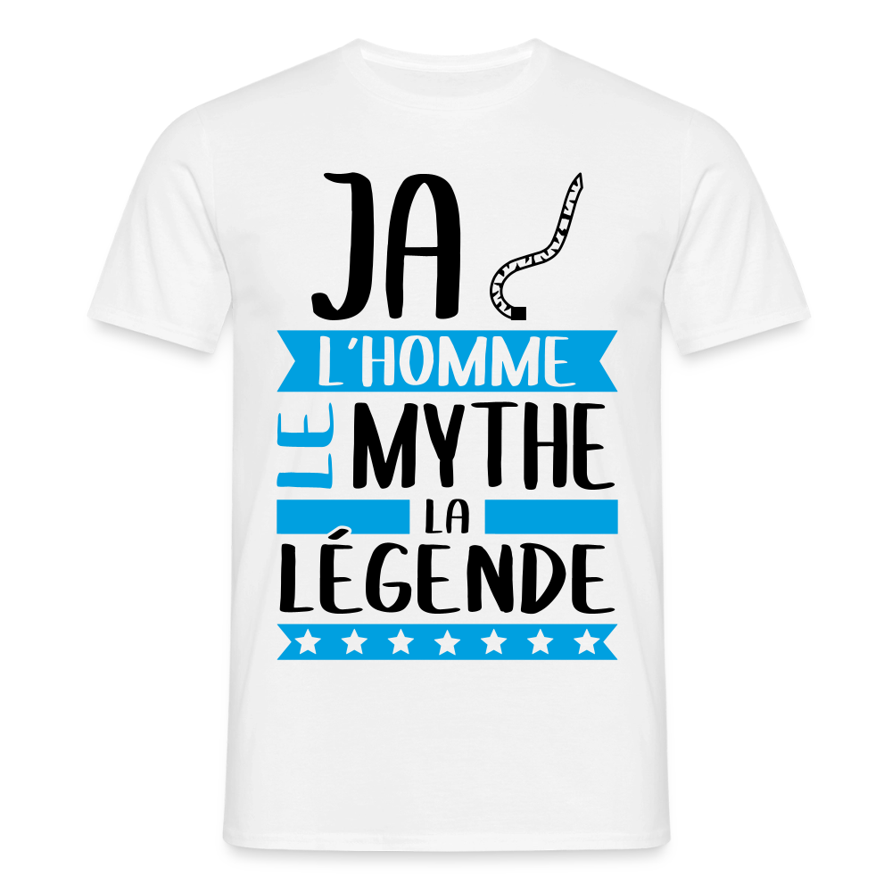 T-shirt homme coloris clair Jacques en rébus – L’homme, le mythe, la légende - blanc