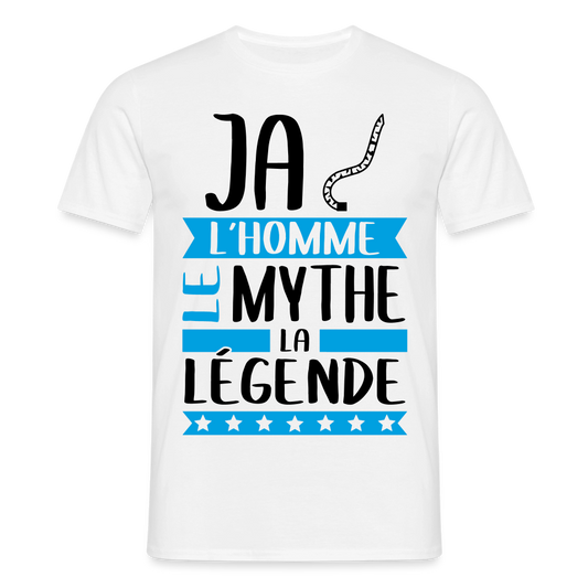 T-shirt homme coloris clair Jacques en rébus – L’homme, le mythe, la légende - blanc