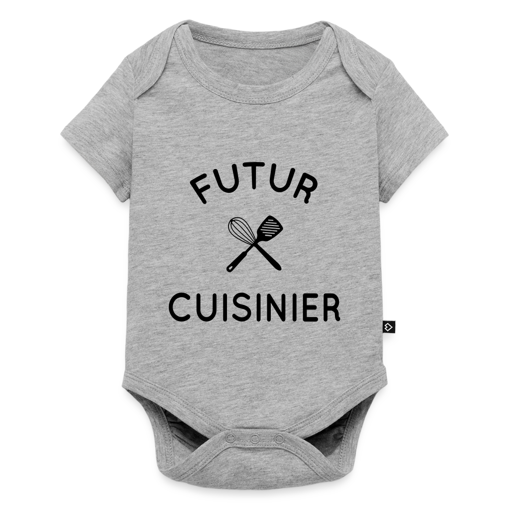 Body Bébé bio manches courtes - Futur cuisinier - gris chiné