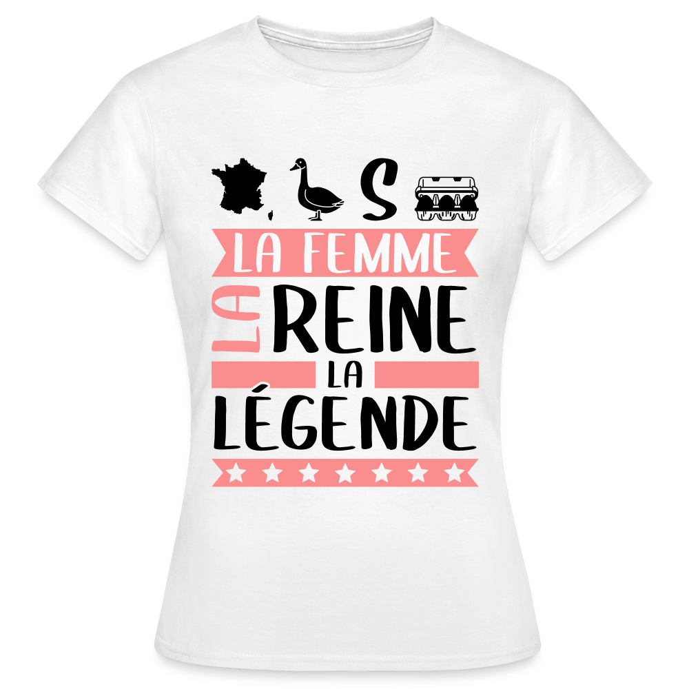 T-shirt femme coloris clair Françoise rébus – La femme, la reine, la légende - blanc